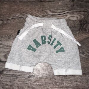 Varsity Gray Kids Shorts with Green Accents